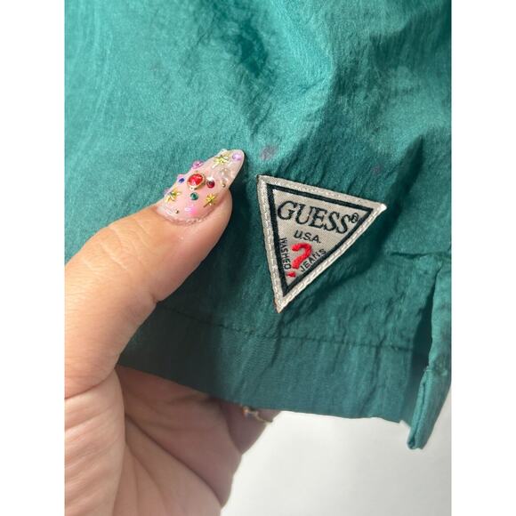 Guess Green Stretch Waist Drawstring Nylon Jogging Shorts Small - Picture 2 of 12